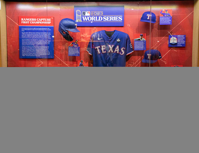 The National Baseball Hall of Fame and Museum’s Autumn Glory exhibit has been updated to include artifacts from the 2023 MLB postseason, including a special section dedicated to the Texas Rangers' first World Series championship.